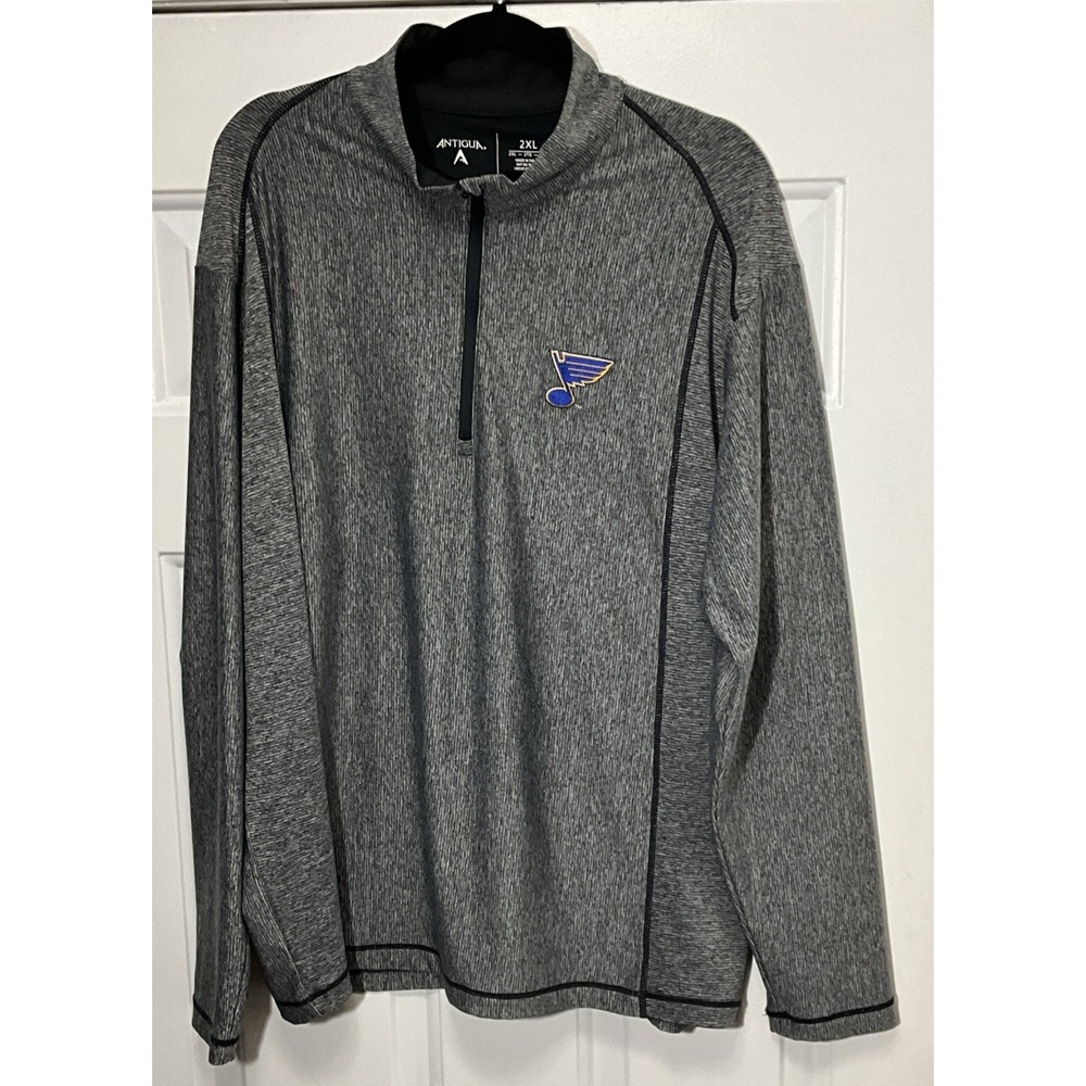 Antigua NHL Hockey St. Louis Blues Quarter Zip Gray Pullover Men's XXL